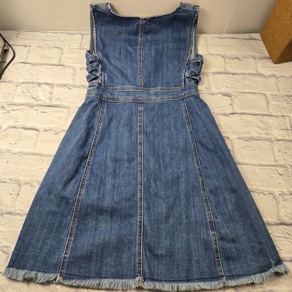 Pacsun Denim Cutout Dress Button Front Raw Hem size Small - Picture 6 of 16